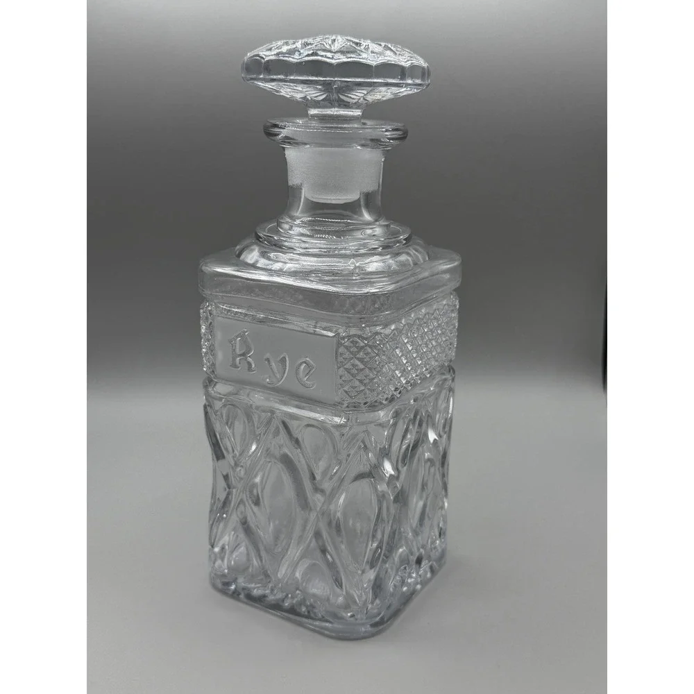 Vintage Imperial Glass Cape Cod Clear Pressed Glass Whiskey / Rye Decanter